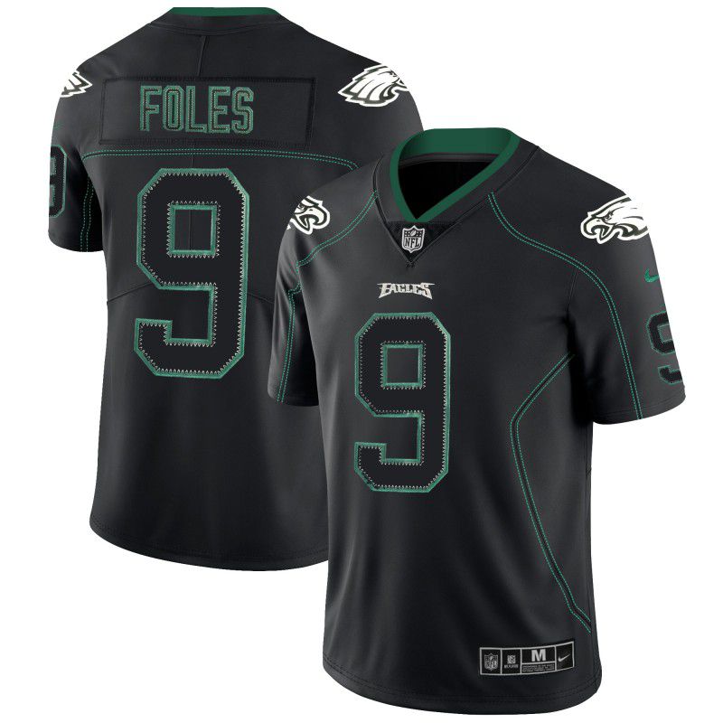 Men Philadelphia Eagles #9 Foles Nike Lights Out Black Color Rush Limited NFL Jerseys